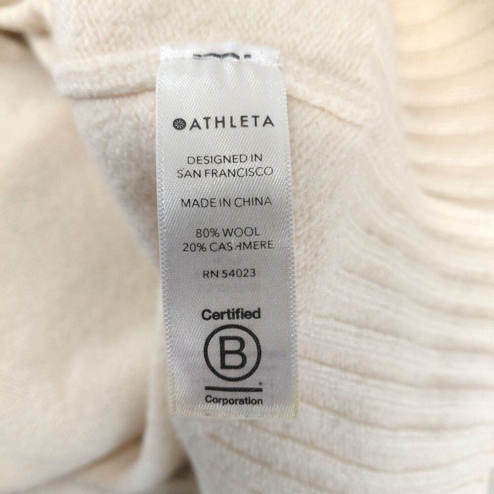 Athleta Cream Cashmere/Wool Blend LS V-Neck Tunic length Sweater Size Large - Picture 8 of 8